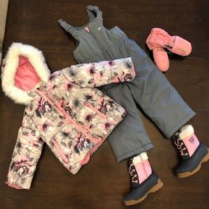 New OshKosh Bgosh snow pants jacket and boots.